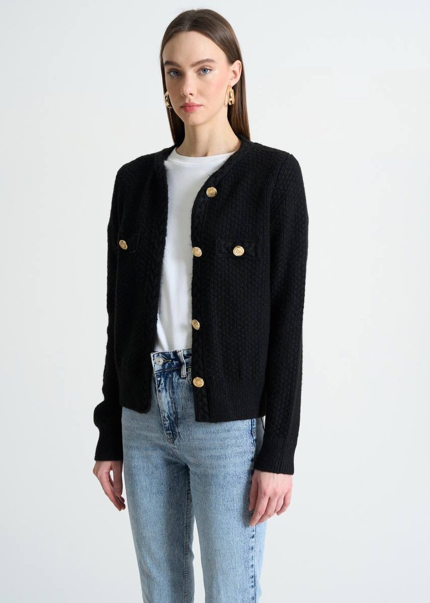 Black Chunky Knit Cardigan