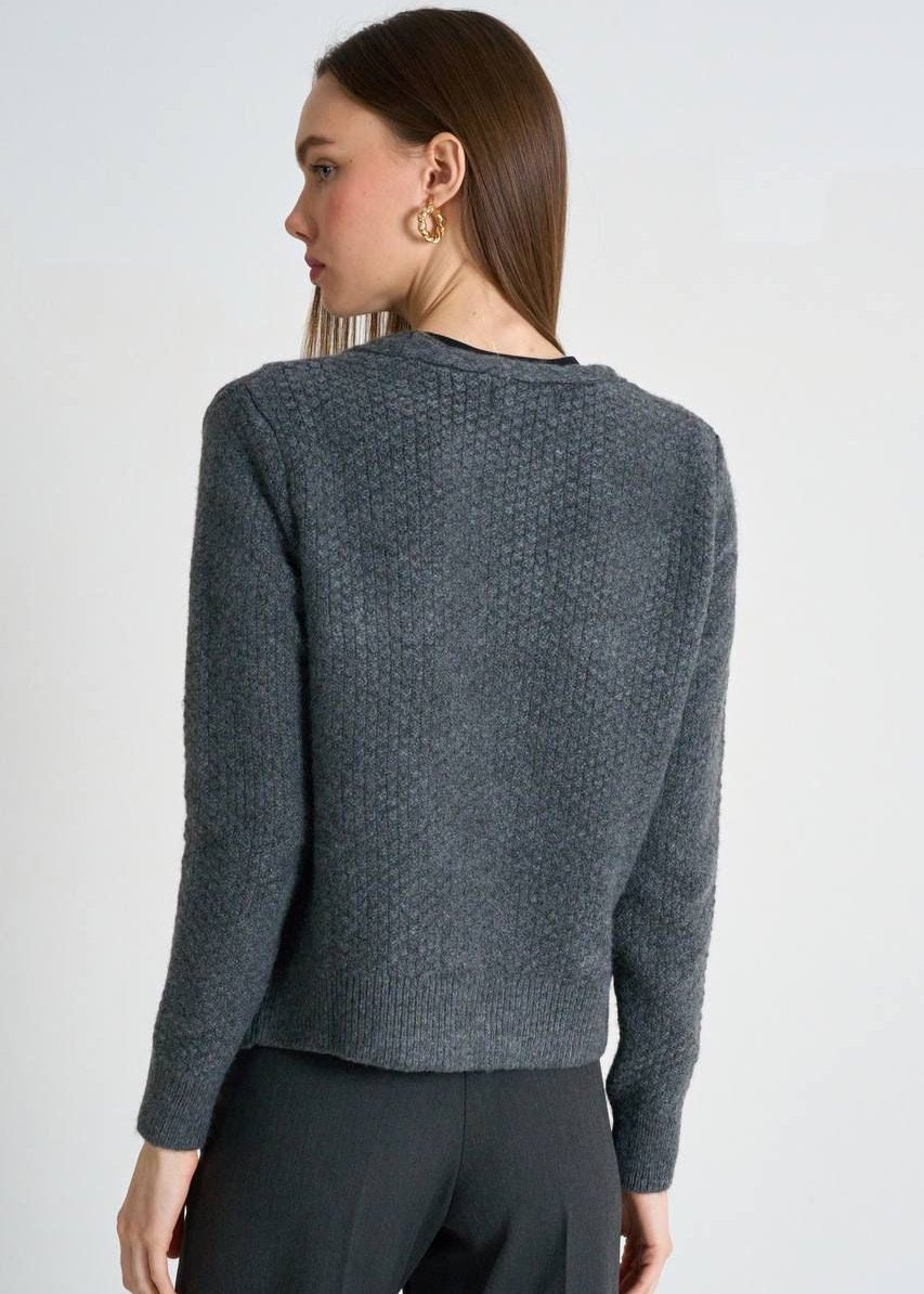 Grey Chunky Knit Cardigan