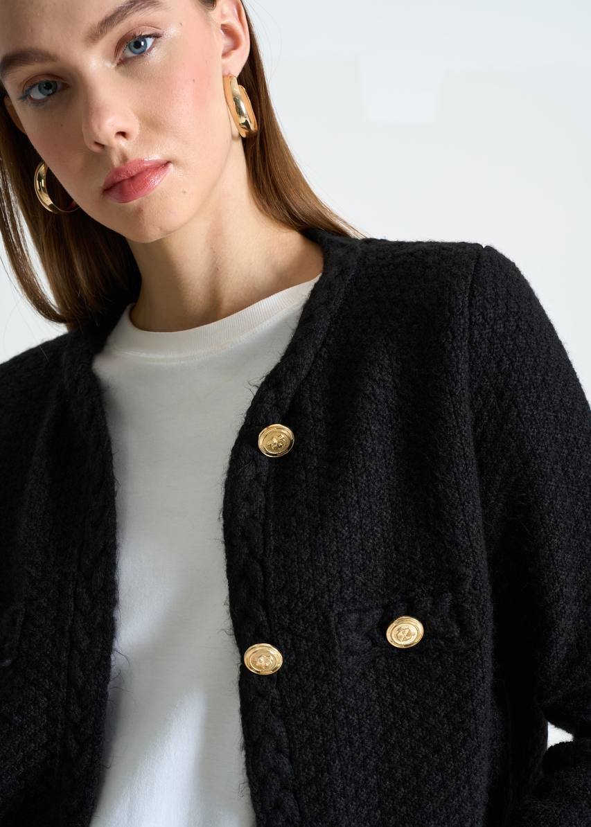 Black Chunky Knit Cardigan