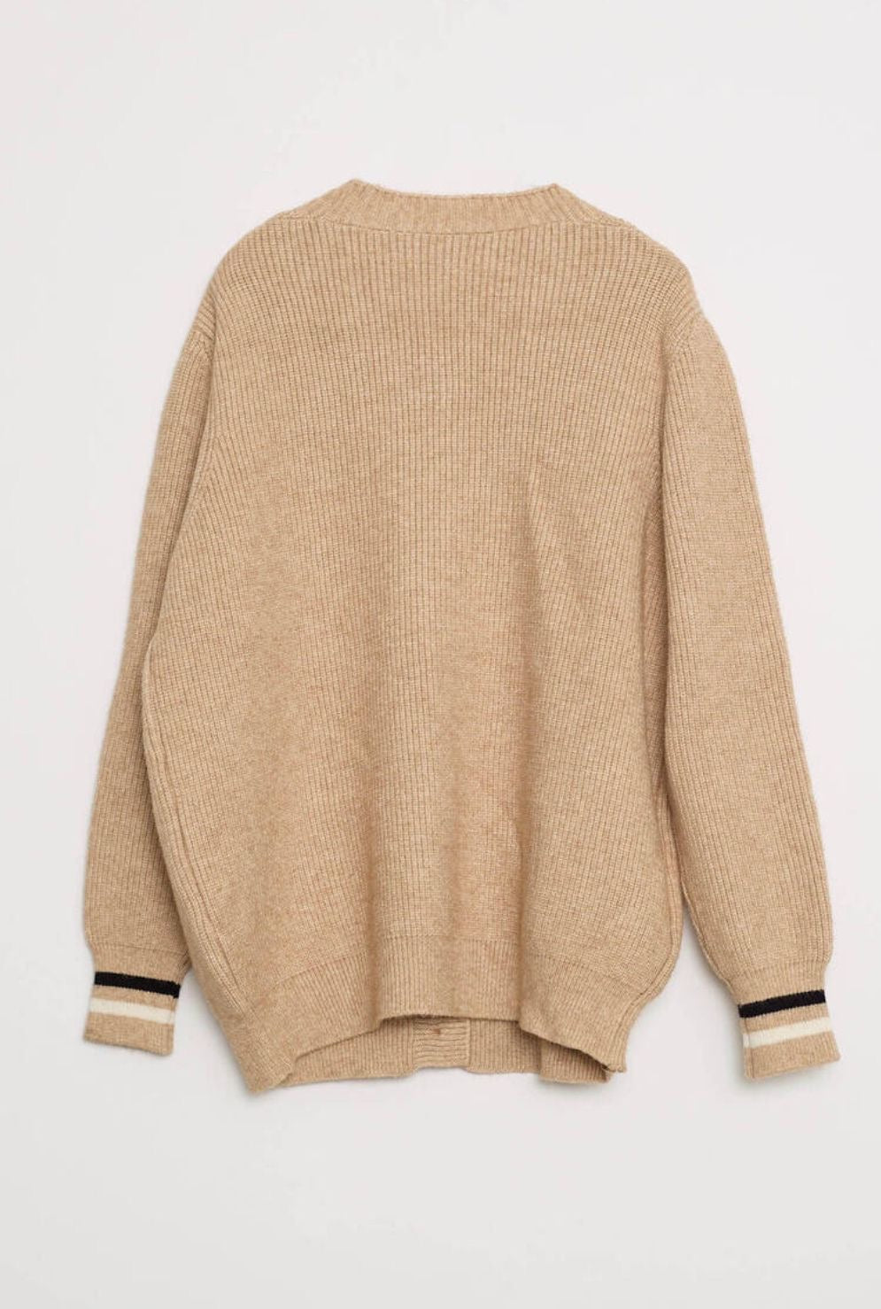 Beige Colorful Buttoned Sweater